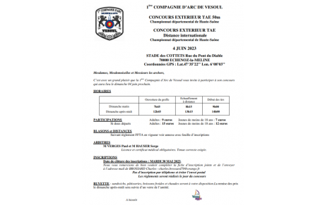 Mandat Compétition TAE I &amp; TAE N,  Vesoul le 4 Juin 2023